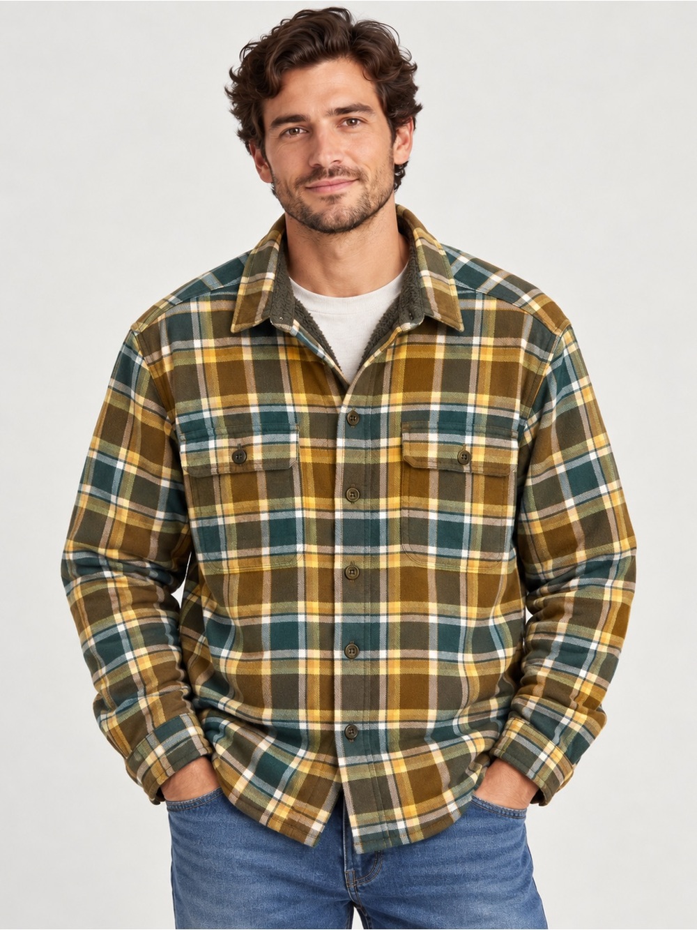 L.L.Bean Men’s Fleece Lined Flannel Shirt Jacket L Regular FW24